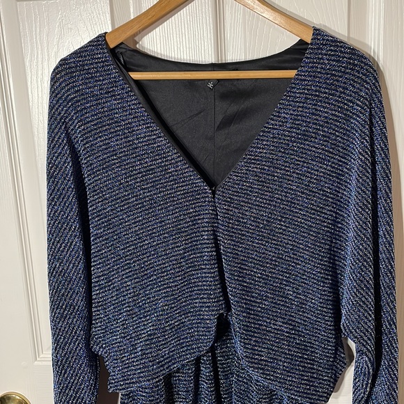 Endless Rose - Long Sleeve Sparkly Black and Blue Romper - Size Small - Picture 5 of 8